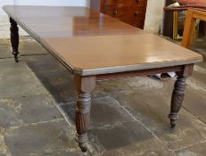 Victorian walnut wind out dining table with 2 leaves extending to 238cm by 120cm
