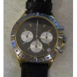 Zenith automatic tachymetre gold plated gents wrist watch, 31 jewels, leather strap, no 19.0120.400