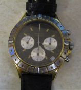 Zenith automatic tachymetre gold plated gents wrist watch, 31 jewels, leather strap, no 19.0120.400