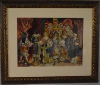 Oil on board of a 17th century court scene signed A Howard. Frame size 57cm by 48cm