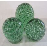 3 Victorian glass dump weights H 14 cm and 10 cm