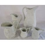 5 pieces of Portmeirion Parian ware (tallest jug  H 28 cm) inc British Heritage Collection
