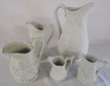 5 pieces of Portmeirion Parian ware (tallest jug  H 28 cm) inc British Heritage Collection