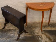 Italian musical console table with inlay & a small drop leaf table