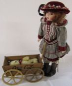 Boxed heirloom Franklin Mint Coca cola doll - Megan with teddy wagon H 48 cm