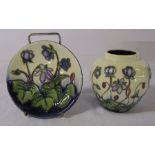 Boxed Moorcroft 'hepatica' pattern vase H 9 cm and pin dish