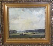 Herbert Rollett (1872-1932) small framed oil on board landscape in the manner of Lincolnshire artist