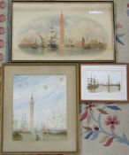 Framed watercolour of Grimsby dock tower 40.5 cm x 47 cm (size including frame), pen, ink and