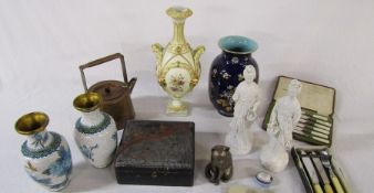 Various ceramics inc Rudolstadt & Sarreguemines and silver plate etc