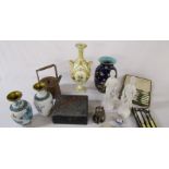 Various ceramics inc Rudolstadt & Sarreguemines and silver plate etc