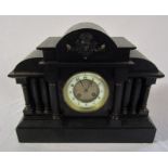 Victorian slate mantle clock H 31 cm, L 38 cm, D14 cm (with key)