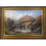 Clarence Roe (1850-1909) framed oil on canvas landscape 'Rydal Water Westmoreland' title to verso,