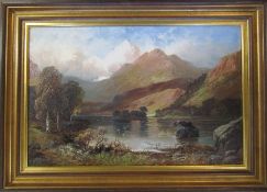 Clarence Roe (1850-1909) framed oil on canvas landscape 'Rydal Water Westmoreland' title to verso,