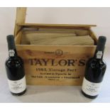 Case of 12 bottles of Taylor's vintage port 1985 (opened for the first time on the premises of