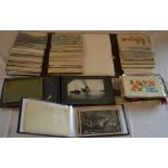 Mainly early 20th century postcards in 3 albums & loose of G B & the world including comical