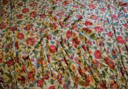 Large linen floral pattern curtain approx 2.00 by 1.90m