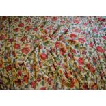 Large linen floral pattern curtain approx 2.00 by 1.90m