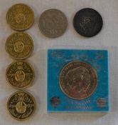 4 £2 1694-1994 coins, Royal wedding coin & 2 1964 half dollars