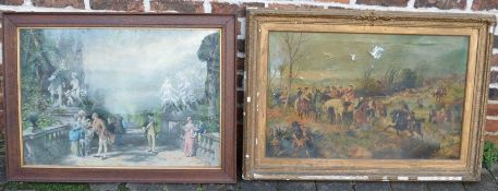 2 large early 20th century prints (one badly damaged)