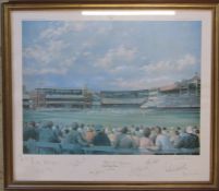 Limited edition framed print Lords Cricket Ground by Alan Fearnley, signed and numbered 120/850 by
