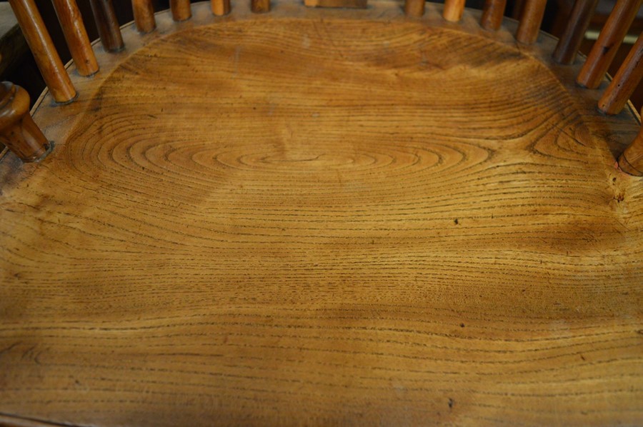 19th century yew wood Windsor chair with pierced splat & turned arm supports with crinoline - Image 5 of 6