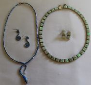 Calvin Begg sterling silver necklace & matching earrings and snake necklace & earrings marked 925