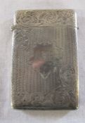 Silver card case initialled R.M.B. 9 cm x 6 cm, weight 1.63 ozt Birmingham 1906