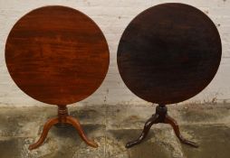 2 19th century mahogany circular tilt top pedestal tables. Diameter 75 & 77cm