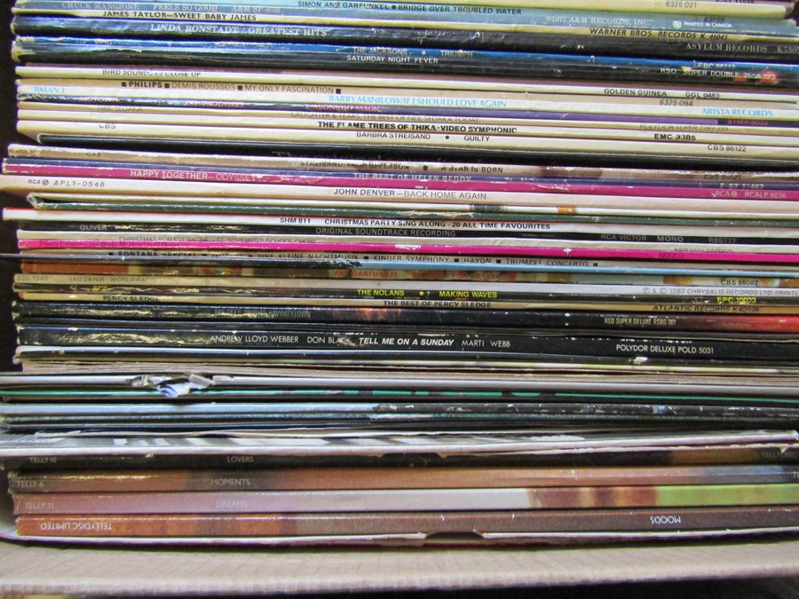 Box of assorted 33 rpm LPs including The Beatles Abbey Road, James Taylor, Barbra Streisand, John - Image 2 of 3