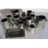 Collection of period pewter ware inc hammered pewter