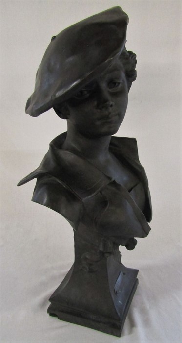 After M Dutrion - bronze effect bust 'La Canotiere par Dutrion' H 60 cm (chip to cap) - Image 3 of 6