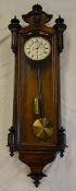 Vienna regulator wall clock with single train weight driven mechanism in a mahogany & ebonized