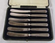 Cased set of  silver handled butter knives Sheffield 1918