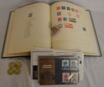 Album of GB stamps, First Day Covers & 4 £2 coins (1986)