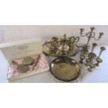 Assorted silver plate inc tea set and tray