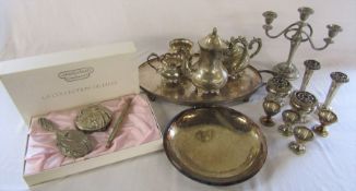 Assorted silver plate inc tea set and tray