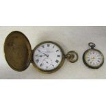 Thomas Russell & Son Liverpool gold plated full hunter pocket watch (one hand damaged, overwound)