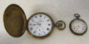 Thomas Russell & Son Liverpool gold plated full hunter pocket watch (one hand damaged, overwound)