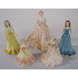 Royal Doulton and Coalport figurines - Ladies of fashion Louisa, Deputantes Beth and Birthday wishes