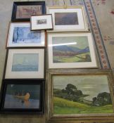 Assorted prints inc The brightness of the sea by Mullie-Kurzwelly & and Artist's proof print Evening