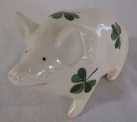 Griselda Hill Pottery Wemyss pig decorated with shamrocks, signed G Hill Pottery Wemyss to underside