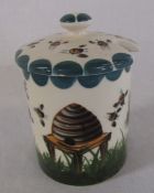 Griselda Hill Pottery Wemyss bee hive honey / preserve jar and lid, signed G Hill Pottery Wemyss