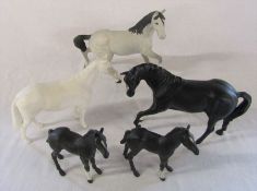 Selection of Beswick matt finish horses and foals - black, white and dapple grey