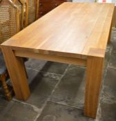 Solid oak block table 2m by 1m