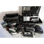 Selection of cameras and camcorders inc Canon, Nikon 100M 600AF, Olympus, Hanimex 35HL, Compact