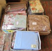 5 boxes of assorted bedding and curtains