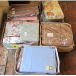 5 boxes of assorted bedding and curtains