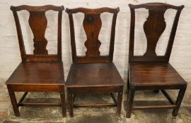 3 provincial Georgian chairs in the Chippendale style with solid seats