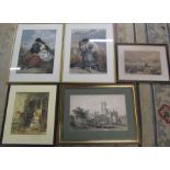 Selection of framed prints and engravings inc a Leighton Bros print and Kirkstall Abbey