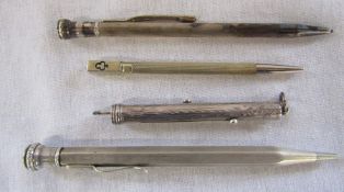 4 silver propelling pencils inc 'Life long'' marked sterling silver, Birmingham 1902 and 2 marked